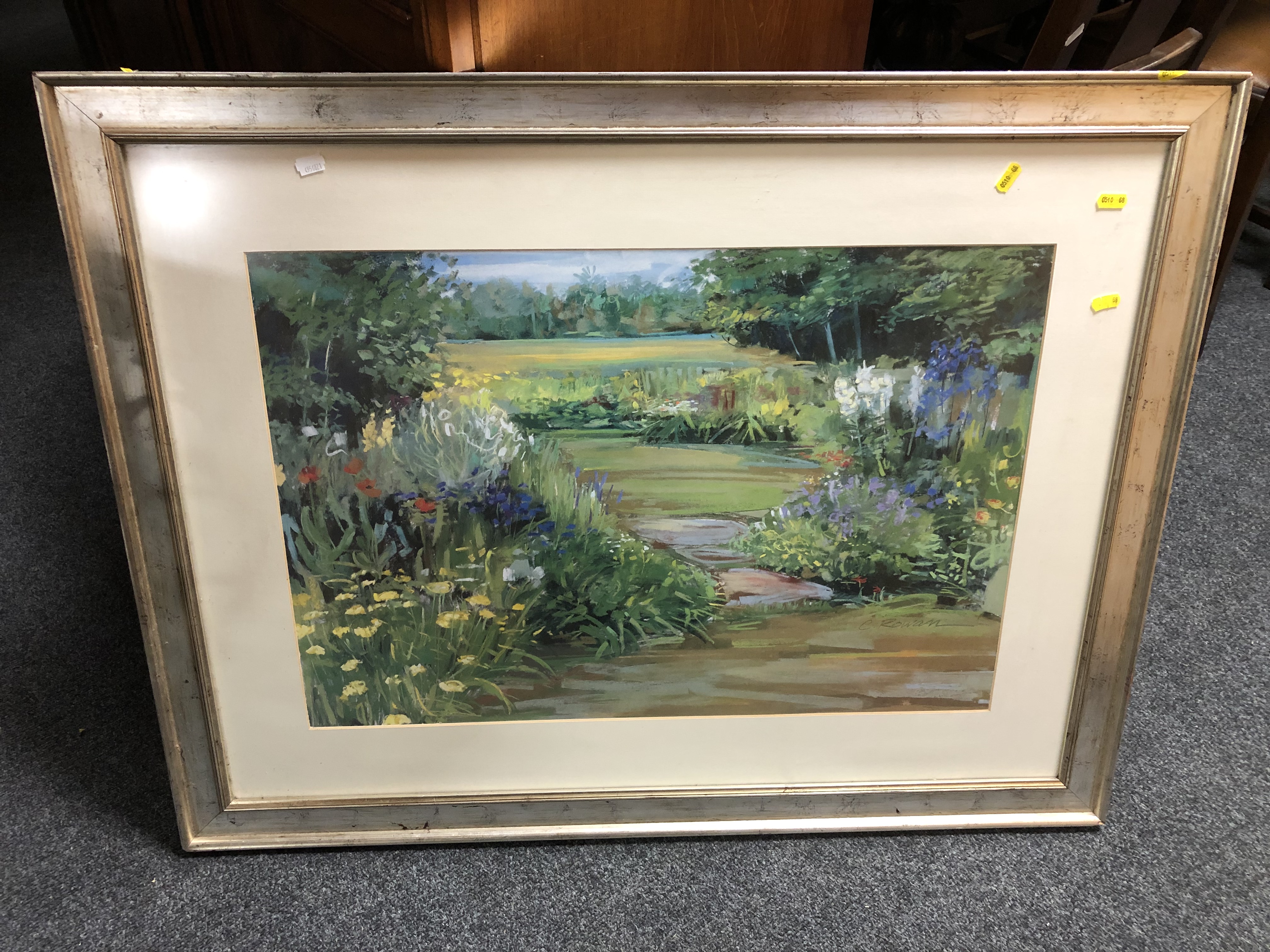 C. Rowan : Wild flowers, oil painting, in frame and mount.