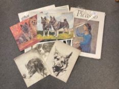An Express Art Book 'Picasso', together with dog prints, map book of Old Newcastle etc.