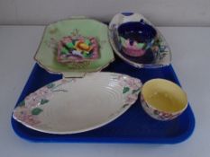A tray of six Maling pottery,