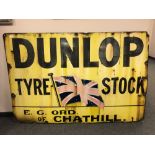 An early 20th century rare enamel sign : "Dunlop Tyre Stock", 185 cm x 123 cm.