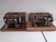 A Federation sewing machine together with a Singer sewing machine in case.