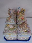 Six Border Fine Arts Beatrix Potter figures in tins