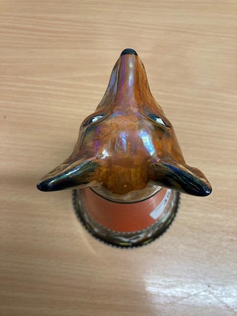 A rare Maling stirrup cup in the form of a fox, height 14 cm. - Image 3 of 10