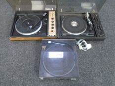 A Sharp stereo turntable together with a further Ambassador turntable and a belt driven turntable