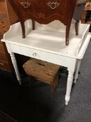 A painted pine wash stand fitted with a drawer together with an antique pine cracket.