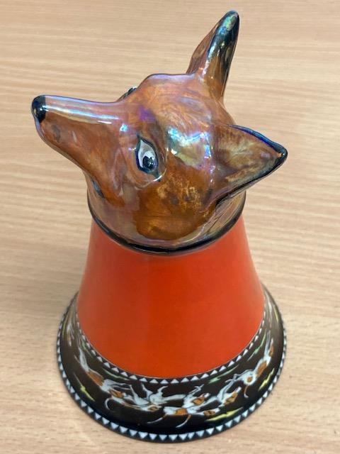 A rare Maling stirrup cup in the form of a fox, height 14 cm. - Image 10 of 10