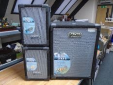 A complete three-part Cube 201 DJ tech professional PA system together with power leads.