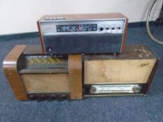 A Marconi valve radio together with two further radios.