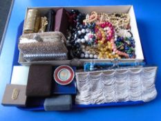 A tray of costume jewellery,