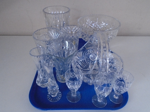 A tray of crystal bowls,