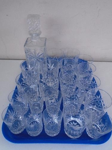 A tray of crystal decanter,