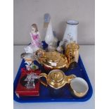 A tray of Royal Doulton figure of the year 'Sophie', further china ornaments,