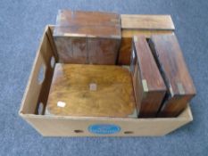 A box containing four 19th century writing boxes.