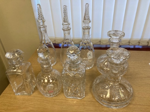 Three Stuart Crystal decanters together with a pair of ship's style crystal decanters and three - Image 2 of 2