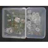 Two boxes of glass crystal including decanters etc.