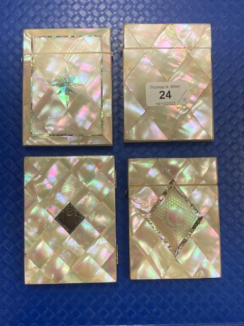 Four late Victorian mother of pearl card cases.