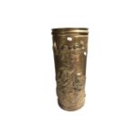 A brass embossed stick pot