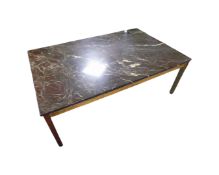 A 20th century Scandinavian marble topped coffee table, width 127 cm.