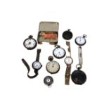 A trench wristwatch, together with a quantity of pocket watches (a/f) and watch cases,