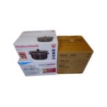 A Morphy Richards sear and slow cooker together with a Drew and Co pressure king pro and an
