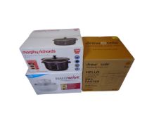 A Morphy Richards sear and slow cooker together with a Drew and Co pressure king pro and an