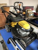 A JCB Combi 46s petrol self drive lawn mower with grass box.