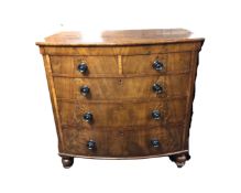 A George III five drawer bow fronted chest of drawers,