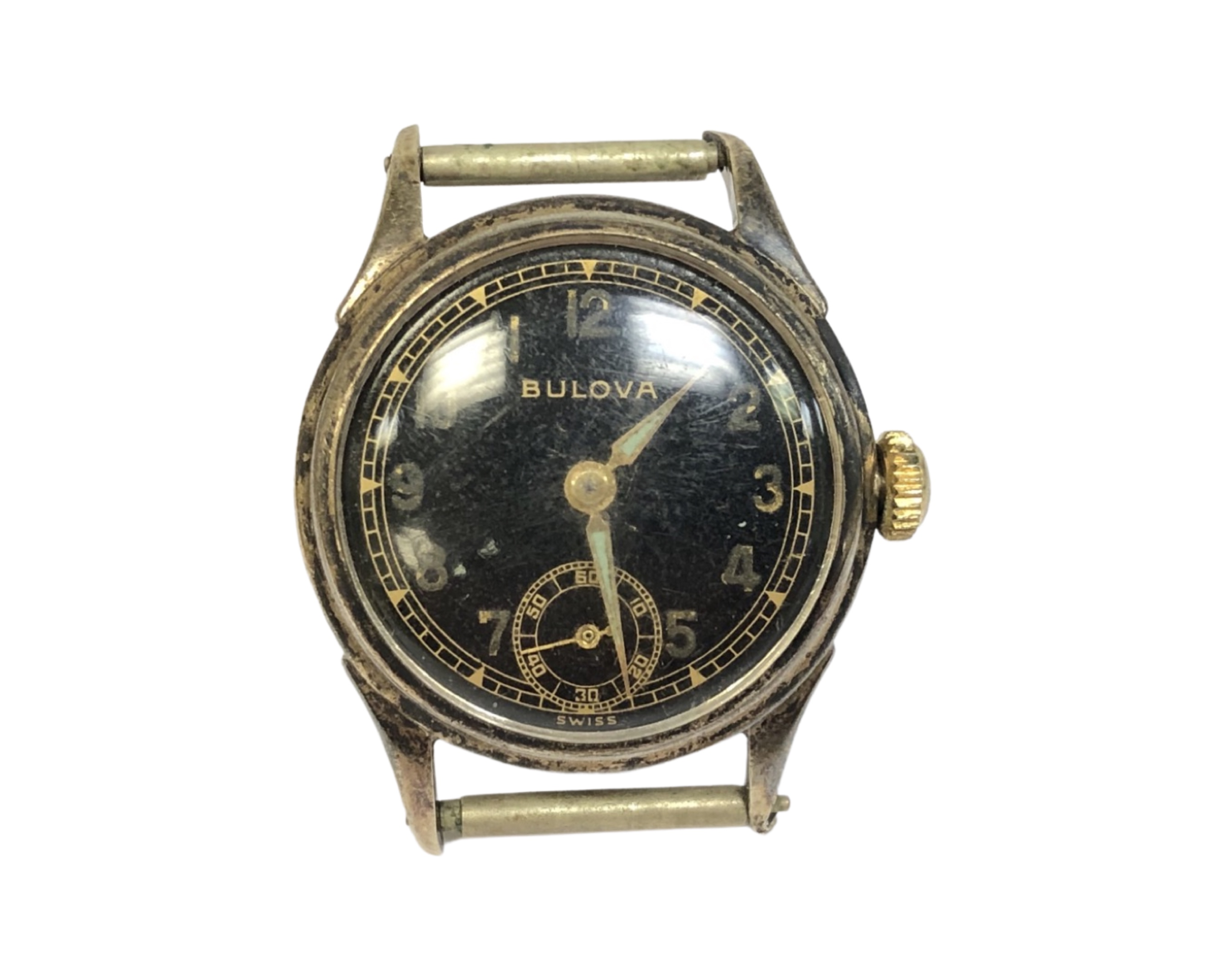 A mid 20th century stainless steel Bulova wristwatch, the case back numbered 3510949,
