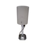 A chrome Art Deco table lamp with shade.