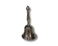 A George III silver bell, Andrew Fogelberg, London 1784, with silver clapper, height 11.