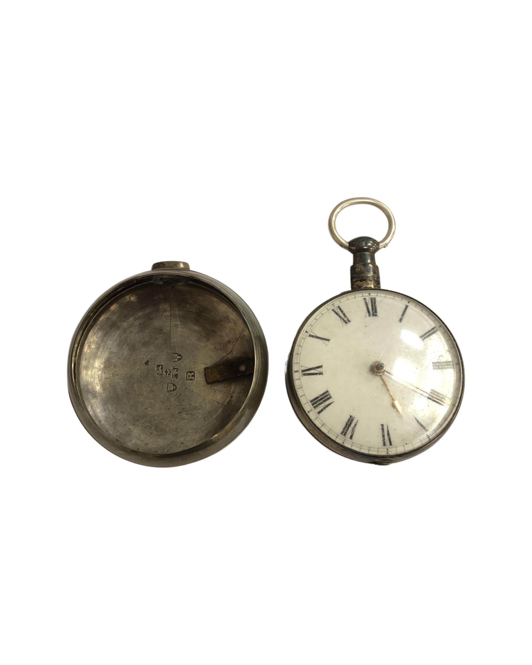 A pair-cased silver open-faced verge fusee pocket watch, outer case hallmarked Chester 1813.