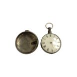 A pair-cased silver open-faced verge fusee pocket watch, outer case hallmarked Chester 1813.