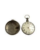 A pair-cased silver open-faced verge fusee pocket watch, outer case hallmarked Chester 1813.