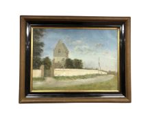 Continental school : Church lane, oil-on-canvas, in frame, initialed COR, 34cm by 48cm.