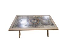 A Scandinavian blond oak tiled refectory coffee table,