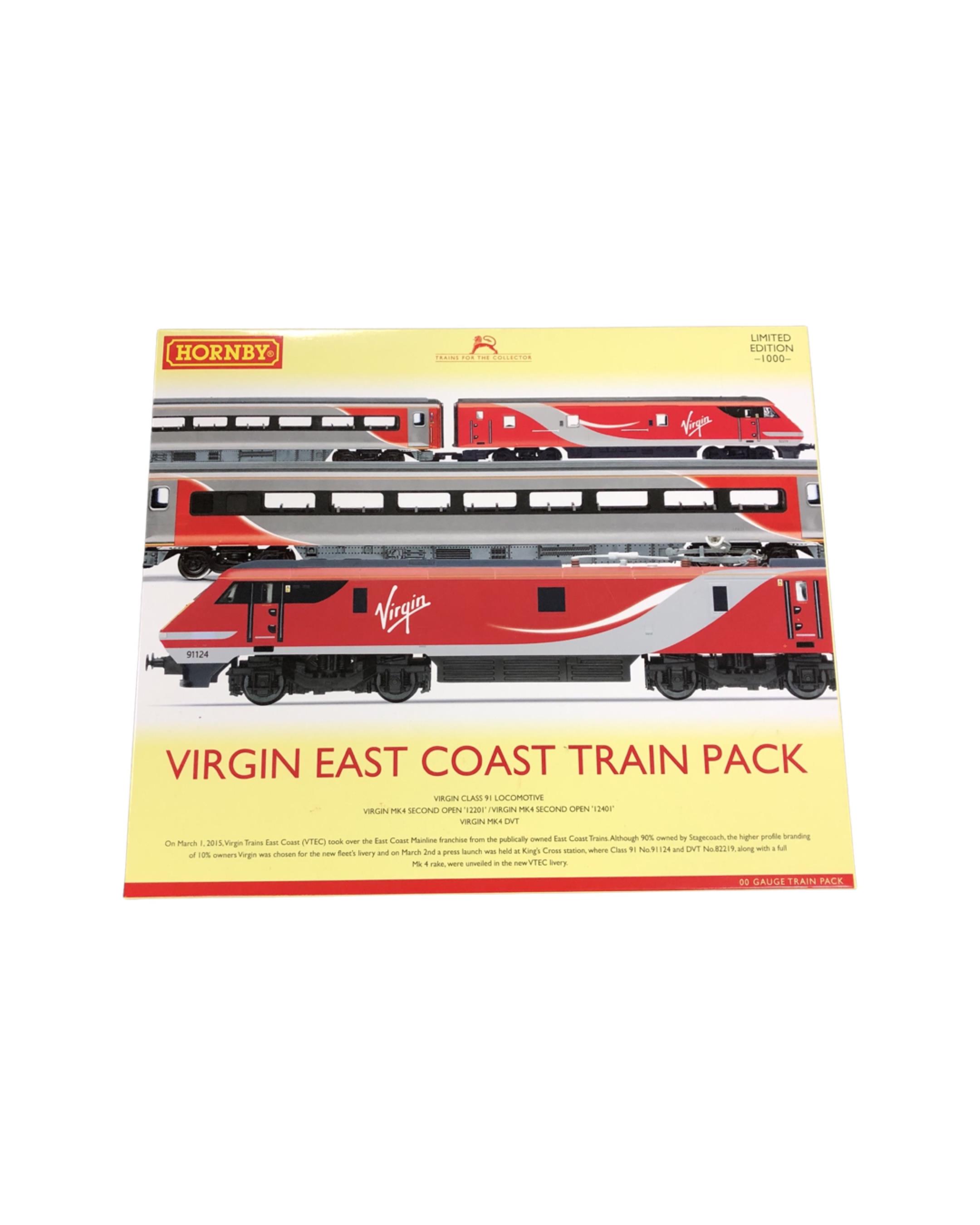 A Hornby Virgin East Coast train pack, limited edition OO gauge.