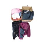 Two boxes of lady's clothing, coats,