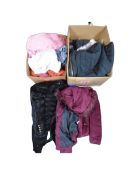 Two boxes of lady's clothing, coats,