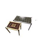 Two 20th century metal framed tiled occasional tables