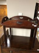 A mahogany butler's tray on stand,