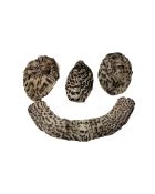 Three ocelot fur hats together with a stole