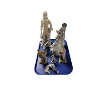 A tray containing assorted Spanish figures including Lladro Cinderella (AF),