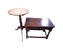 A 19th century mahogany pedestal wine table together with a Bevan Funnel reprodux occasional table