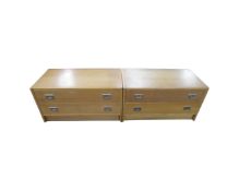 A pair of two drawer low ship's style chests, width 76 cm.