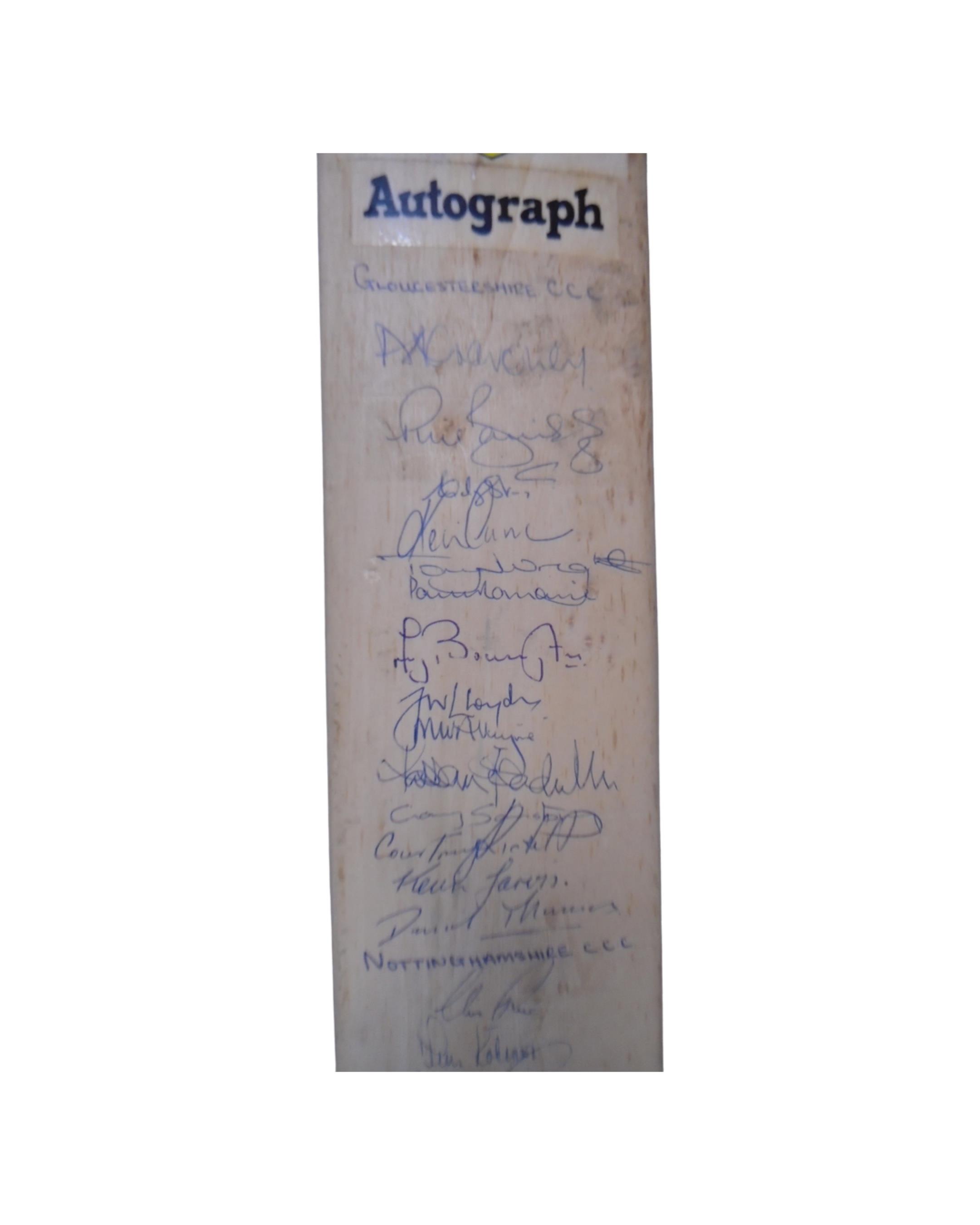 A Gloucestershire county cricket club autographed cricket bat. - Image 2 of 3