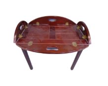 A mahogany butler's tray on stand,