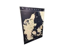 A large colour print of a map of Denmark with a logo from the Danish Geodætisk Institut,