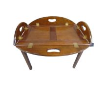 A mahogany butler's tray on stand,