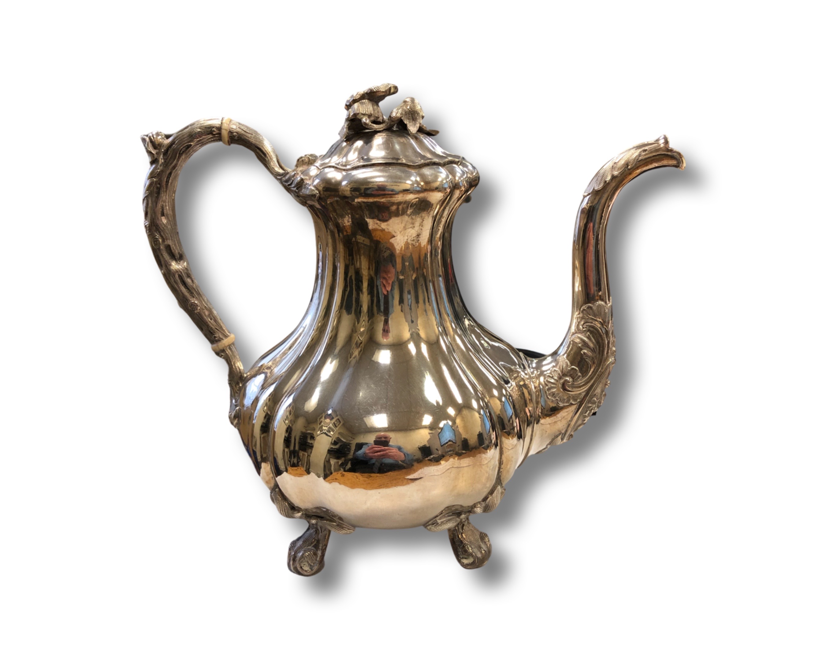 A 19th century Russian silver teapot, stamped 84, height 22cm.