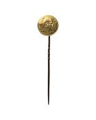 A 19th century French 5 Franc gold stick pin. CONDITION REPORT: 2.